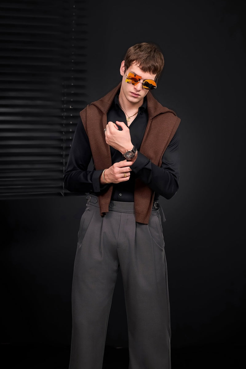  Barocco Wellington Side-Tab Trousers GREY - GREY - Bonton