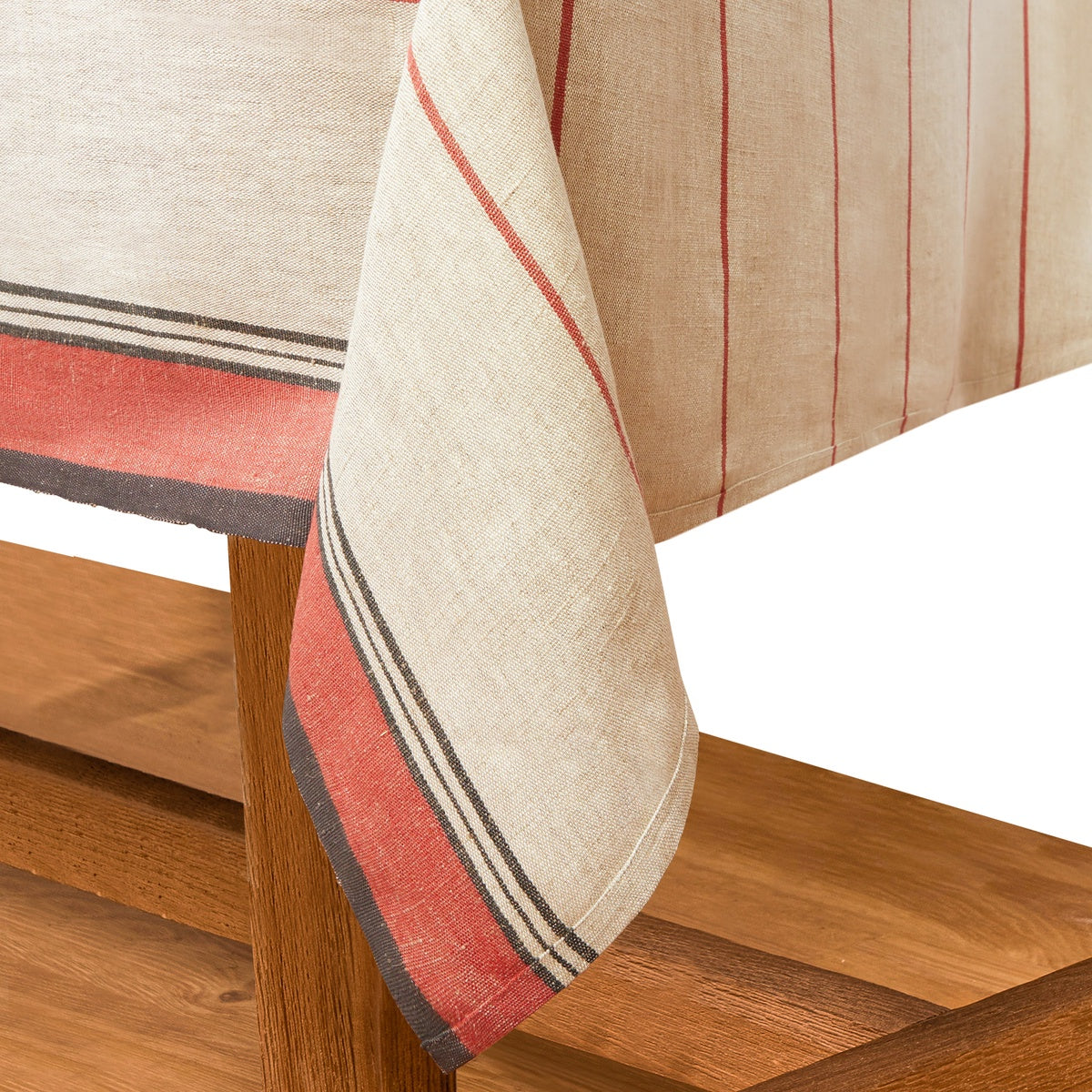  Caravan Eze Ivory & Red Tablecloth - 60x60 - Bonton