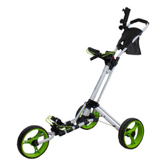 48" White and Green Easy Folding 3 Wheel Golf Bag Push Cart