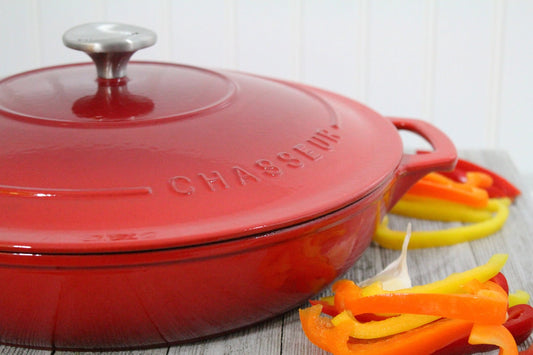 French Enameled Cast Iron Braiser With Lid, 2.6-Quart, Red