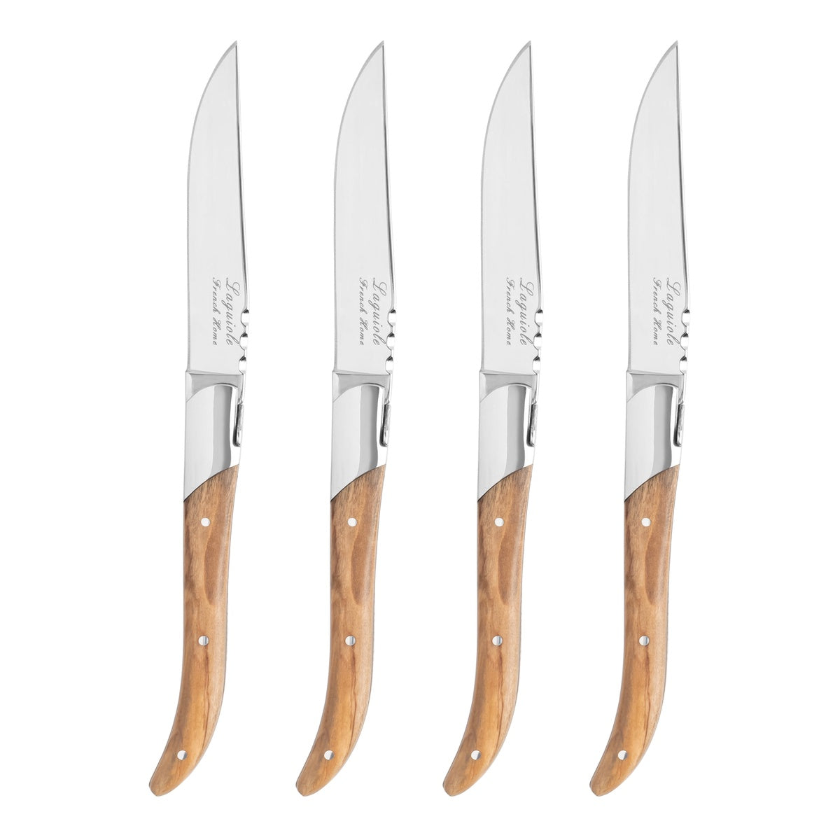  French Home Laguiole Set of 4 Connoisseur Steak Knives With Olive Wood Handles - Default Title - Bonton