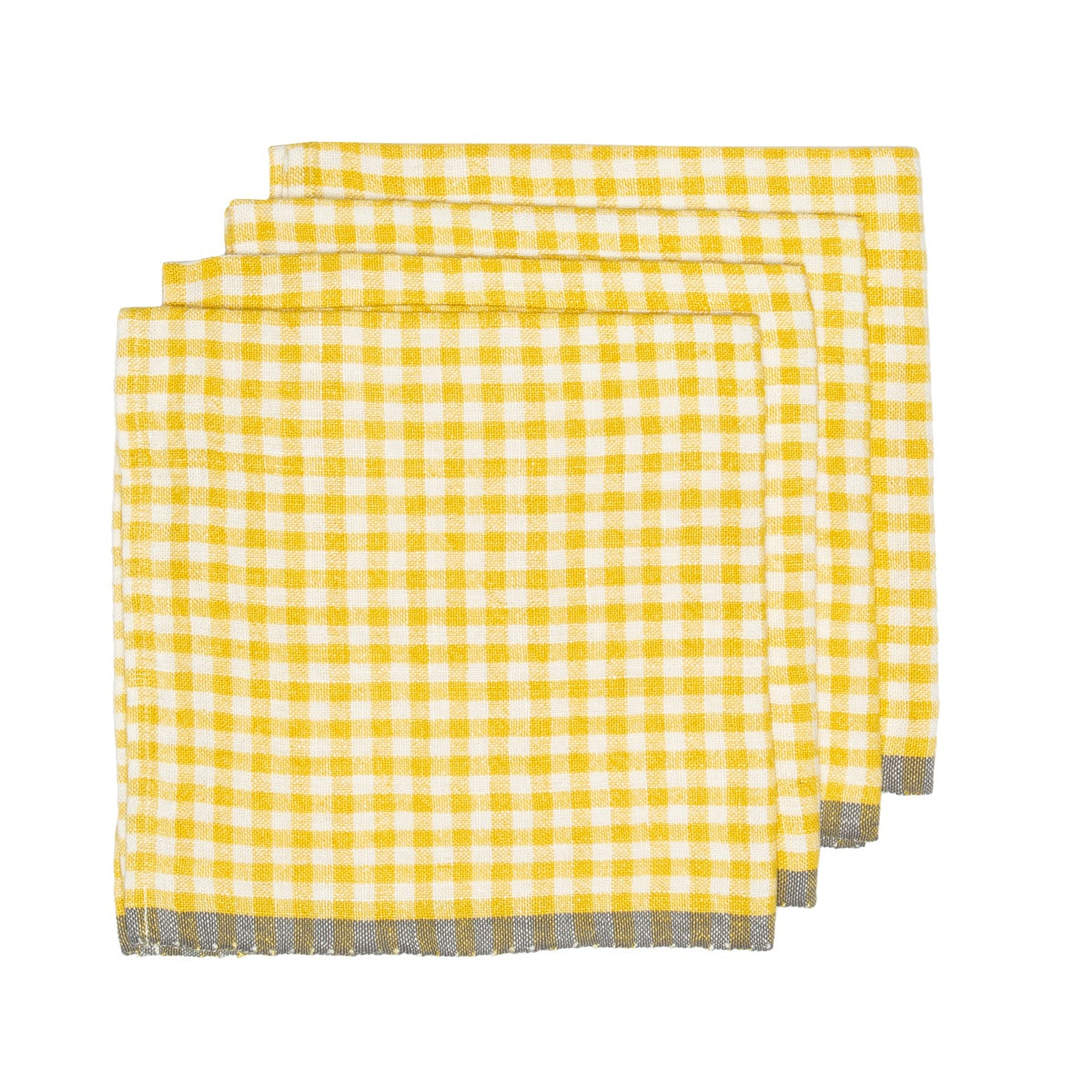  Caravan Two-Tone Gingham Napkins, Set of 4 - Natural & Dijon - Bonton