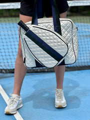 Judy Pickleball Tote Quilted Pearl