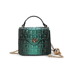 Luxe Croc-Embossed Mini Satchel With Chain Strap