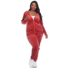 Plus Size 2 Piece Velour Tracksuit Set