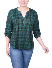 Petite 3/4 Roll Sleeve Top