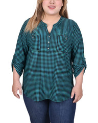 Long Tab-Sleeve Top With Pockets