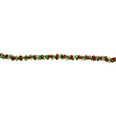 5' Green  Gold and Red Jingle Bell Christmas Garland  Unlit