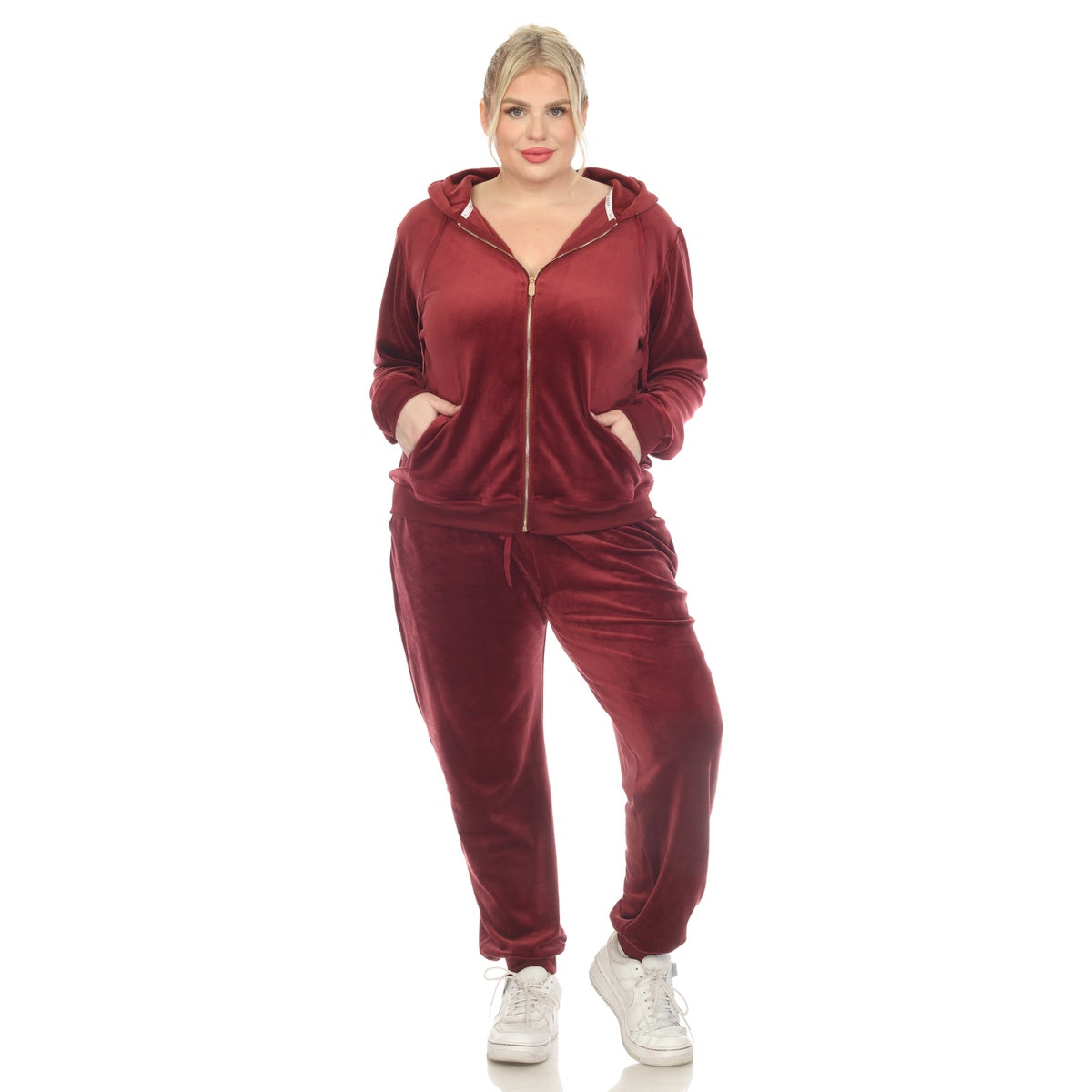  White Mark Plus Size 2 Piece Velour Tracksuit Set - 3X - Bonton