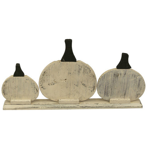 Pumpkin Trio Wooden Fall Harvest Decoration - 15.75"