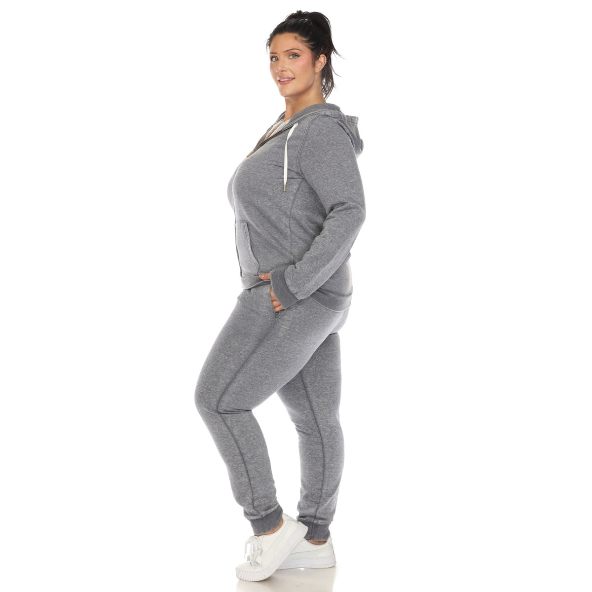  White Mark Plus Size Burnout Jogger Set - 1X - Bonton