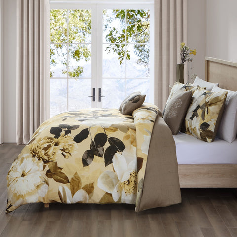 Yellow Magnolia 100% Cotton 5 Piece Reversible Comforter Set