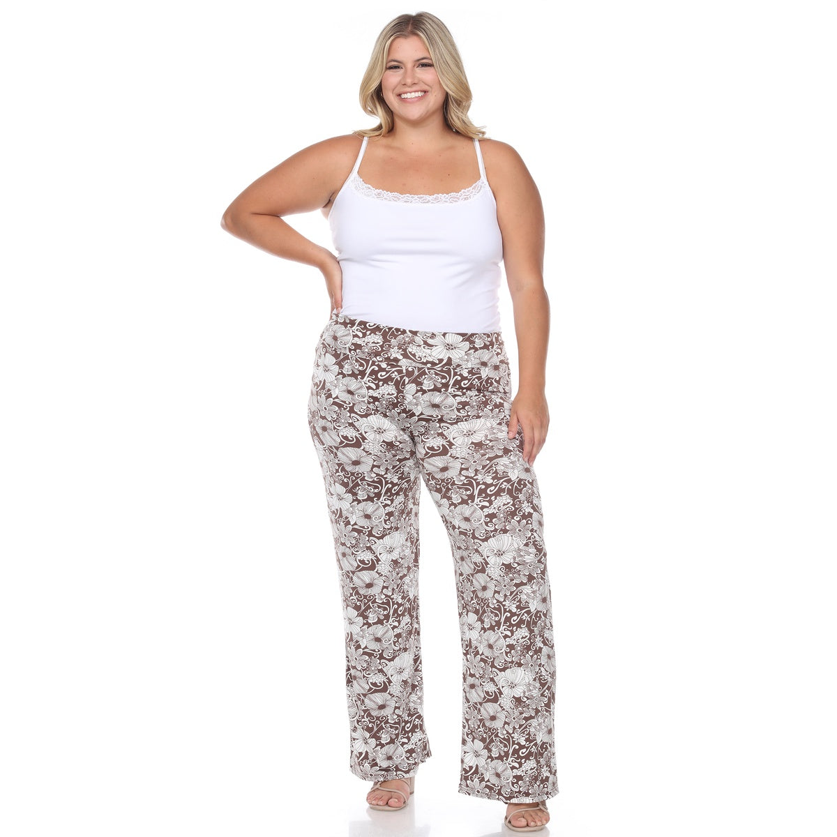  White Mark Plus Size Floral Paisley Palazzo Pants - 1x - Bonton