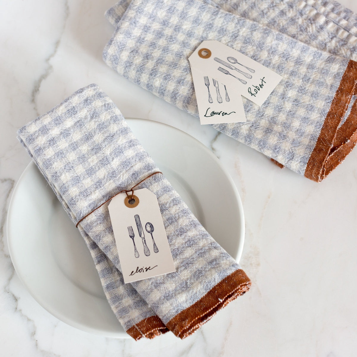  Caravan Two-Tone Gingham Napkins, Set of 4 - Natural & Dijon - Bonton