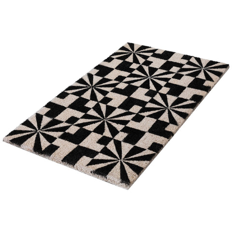 Black and Gray Abstract Rectangular Doormat 18" X 30"