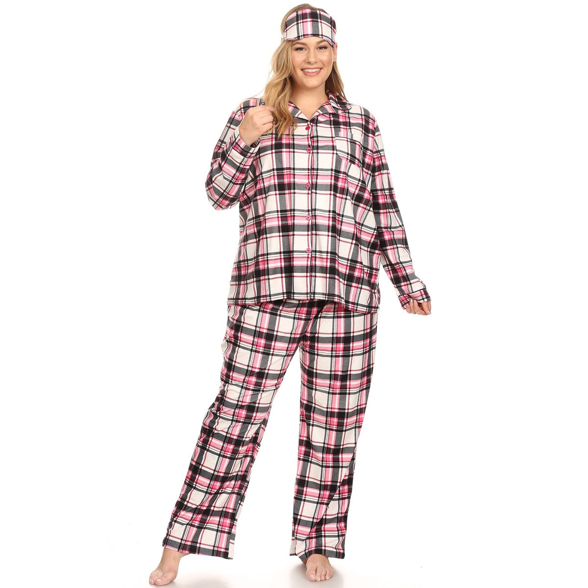  White Mark Plus Size Three-Piece Pajama Set - 4X - Bonton