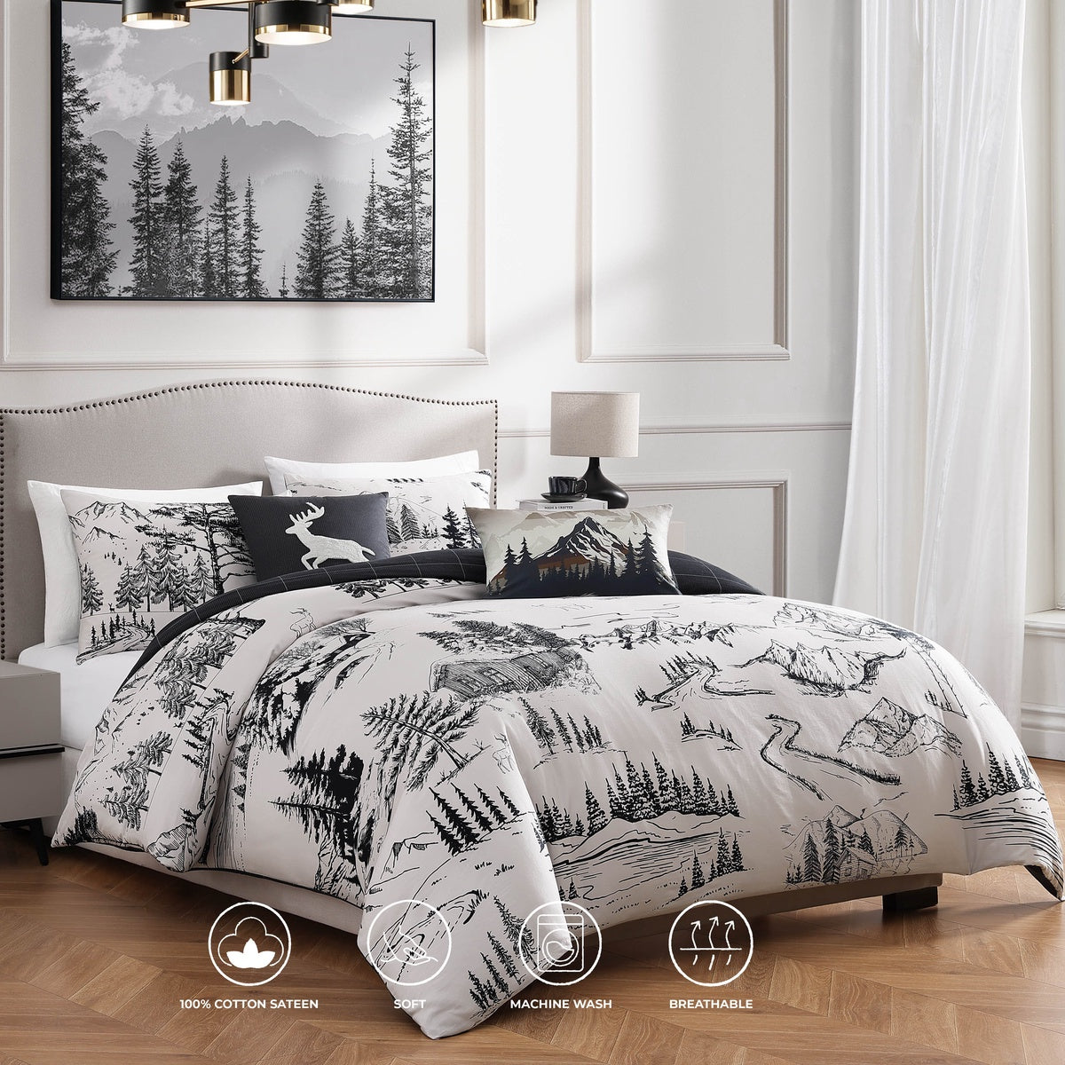  Bebejan Bebejan Rocky Mountains 5 Piece Reversible Comforter Set - QUEEN - Bonton