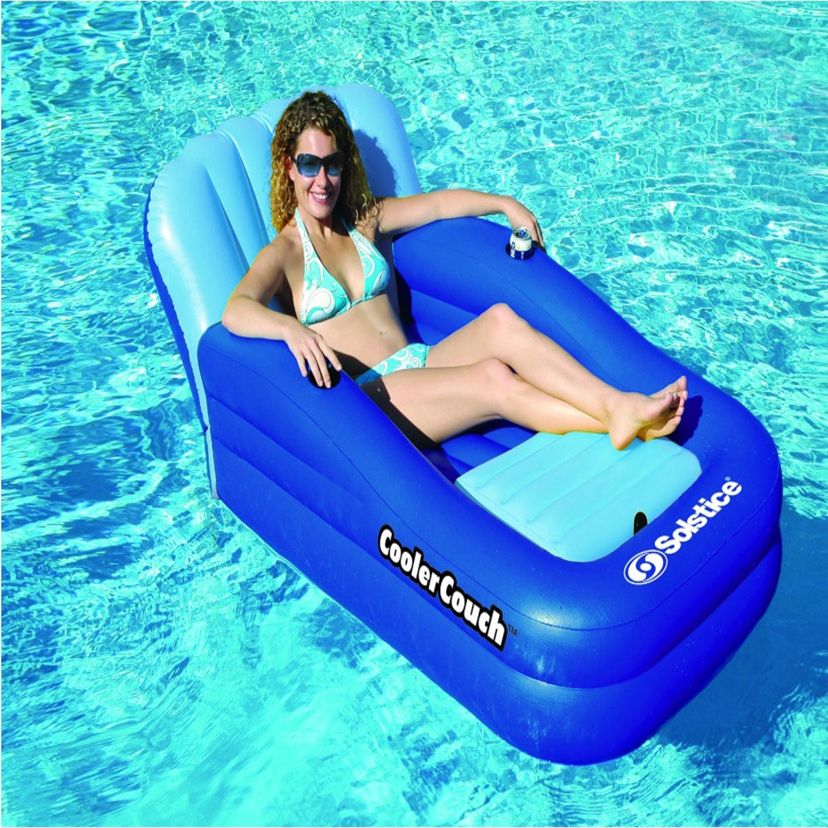  Swim Central Inflatable Swimming Pool Lounger With Ice Cooler - 64