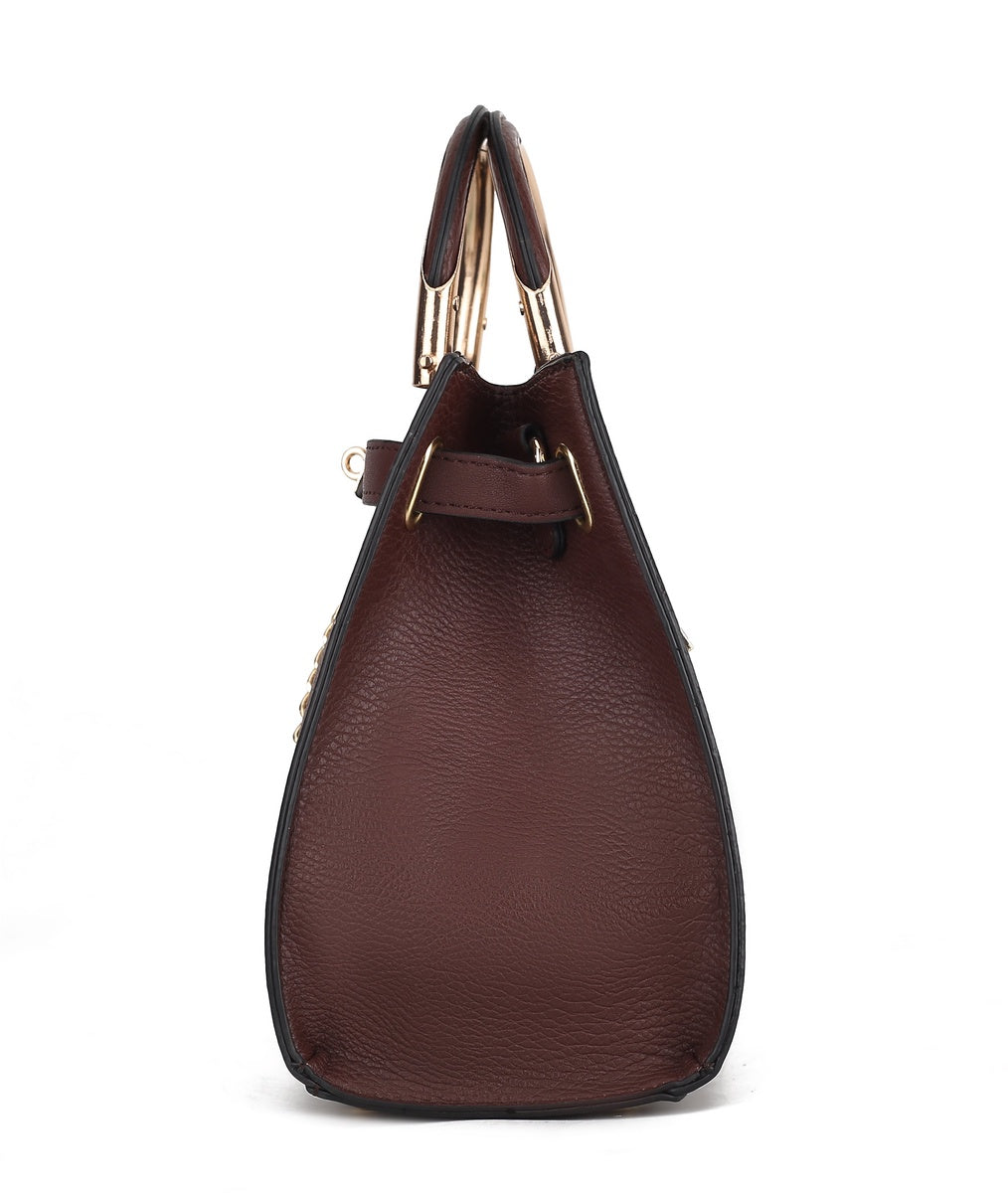  MKF Collection Cassia Snake Embossed Vegan Leather Womens Satchel Handbag - Snake Black - Bonton