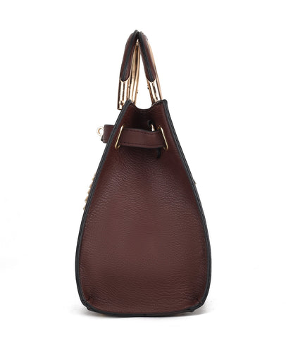 Cassia Snake Embossed Vegan Leather Womens Satchel Handbag