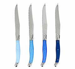 Set of 4 Laguiole Steak Knives, Shades of Blue