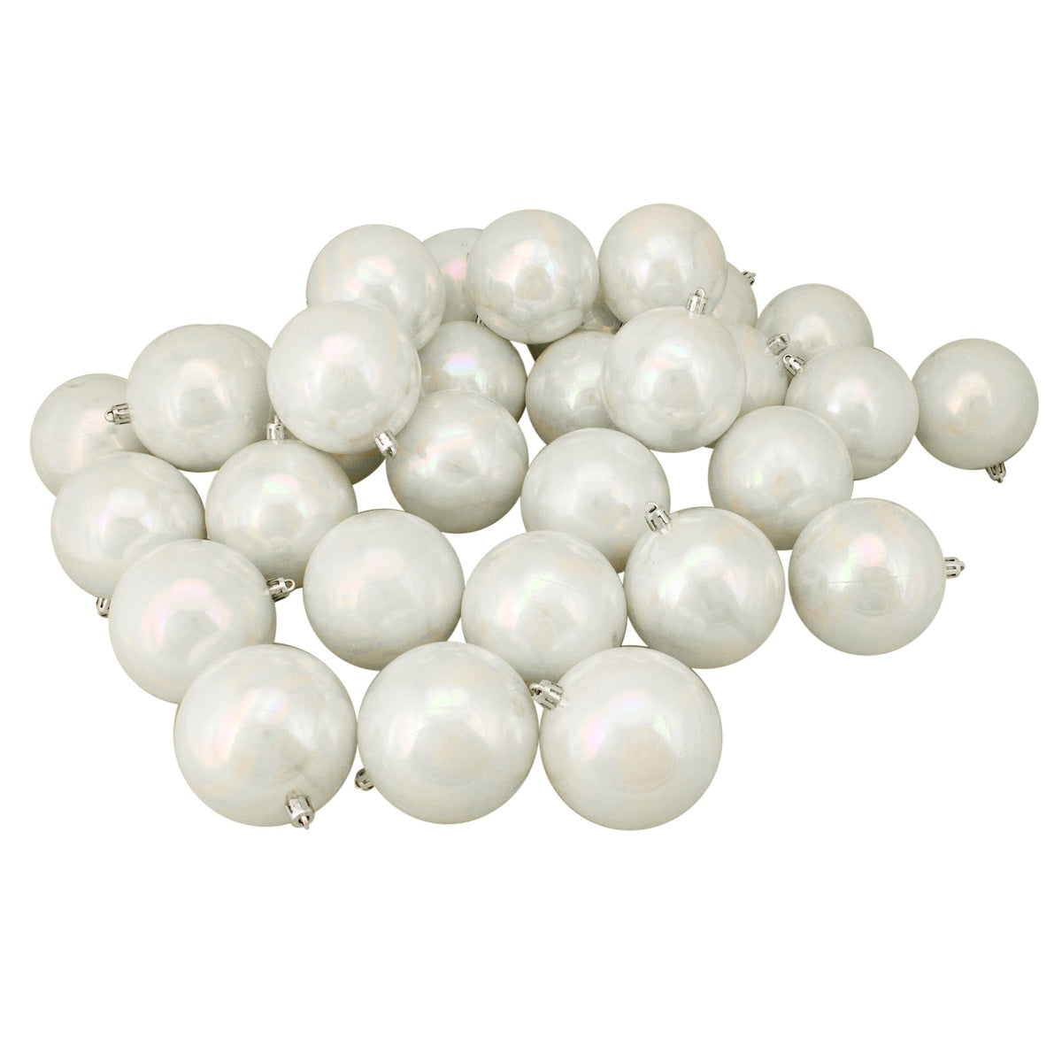  Northlight 32ct White Iridescent Shatterproof Shiny Christmas Ball Ornaments 3.25