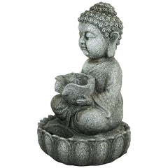 21.5" Buddha in Sukhasana Pose Outdoor Garden Water Fountain