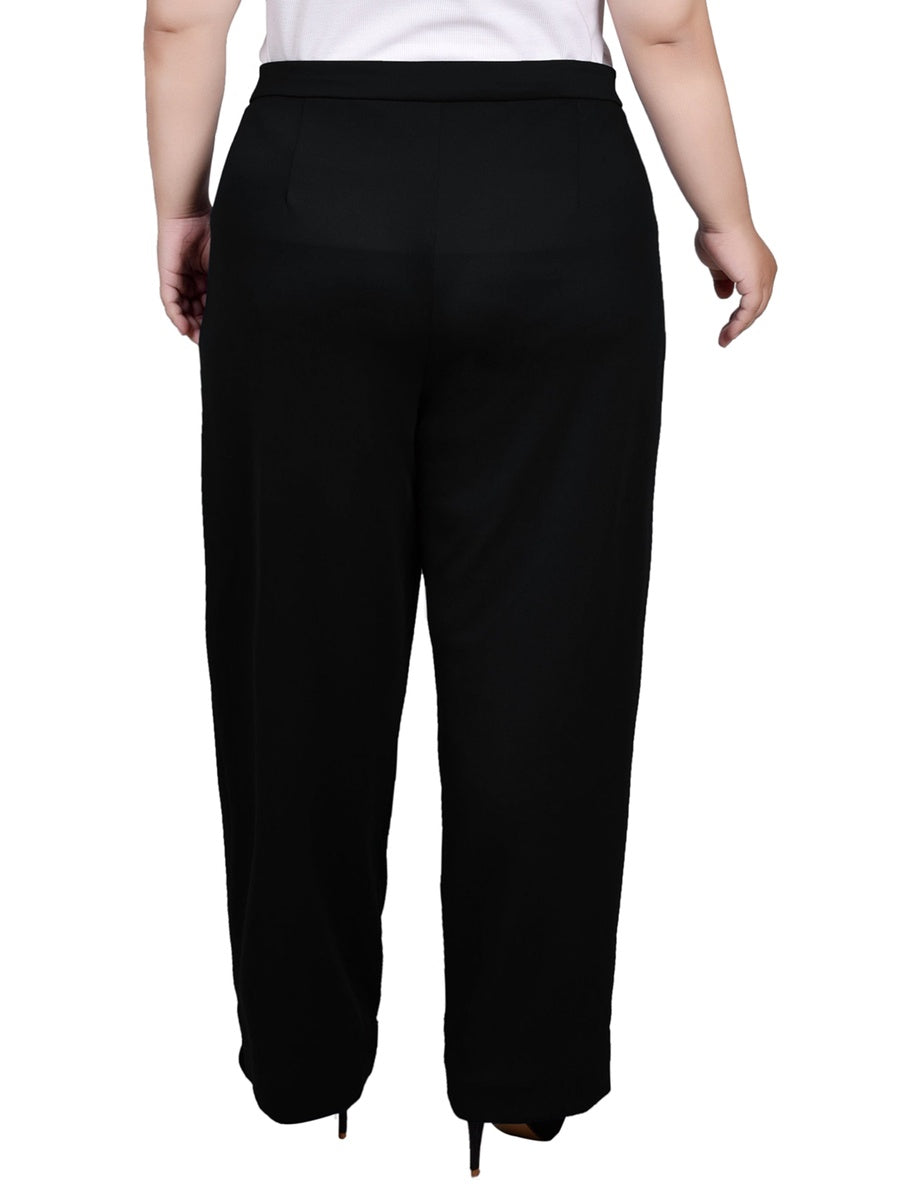  NY Collection Plus Size Belted Scuba Pant - Black - Bonton