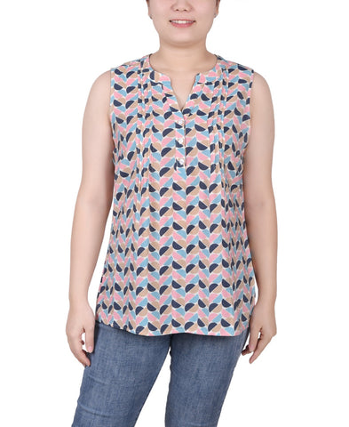 Sleeveless Pintucked Blouse