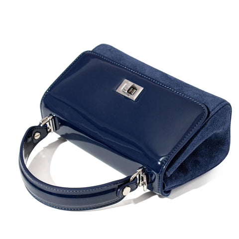 Lili Bag - Navy Patent & Suede