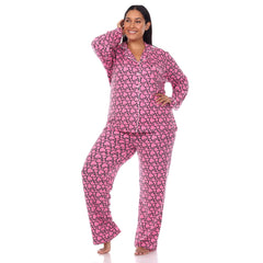 Plus Size Long Sleeve Heart Print Pajama Set