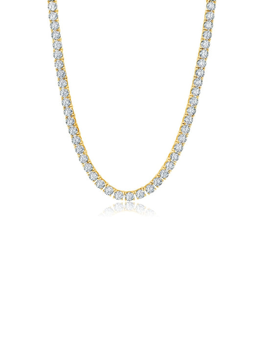 Brilliant Cut Tennis Necklace Finished in 18kt Yellow Gold 4mm