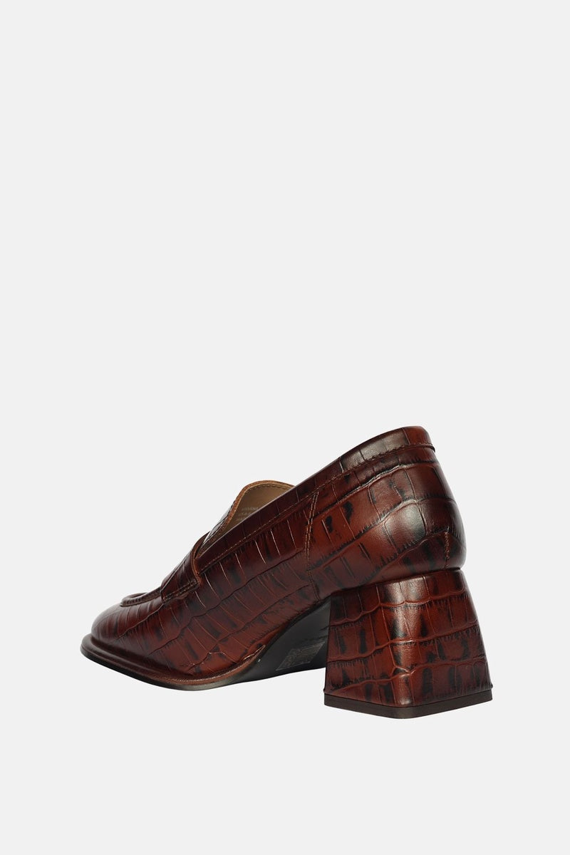  Saint G Viviana Croco - Heel Loafers - Chocolate - Bonton