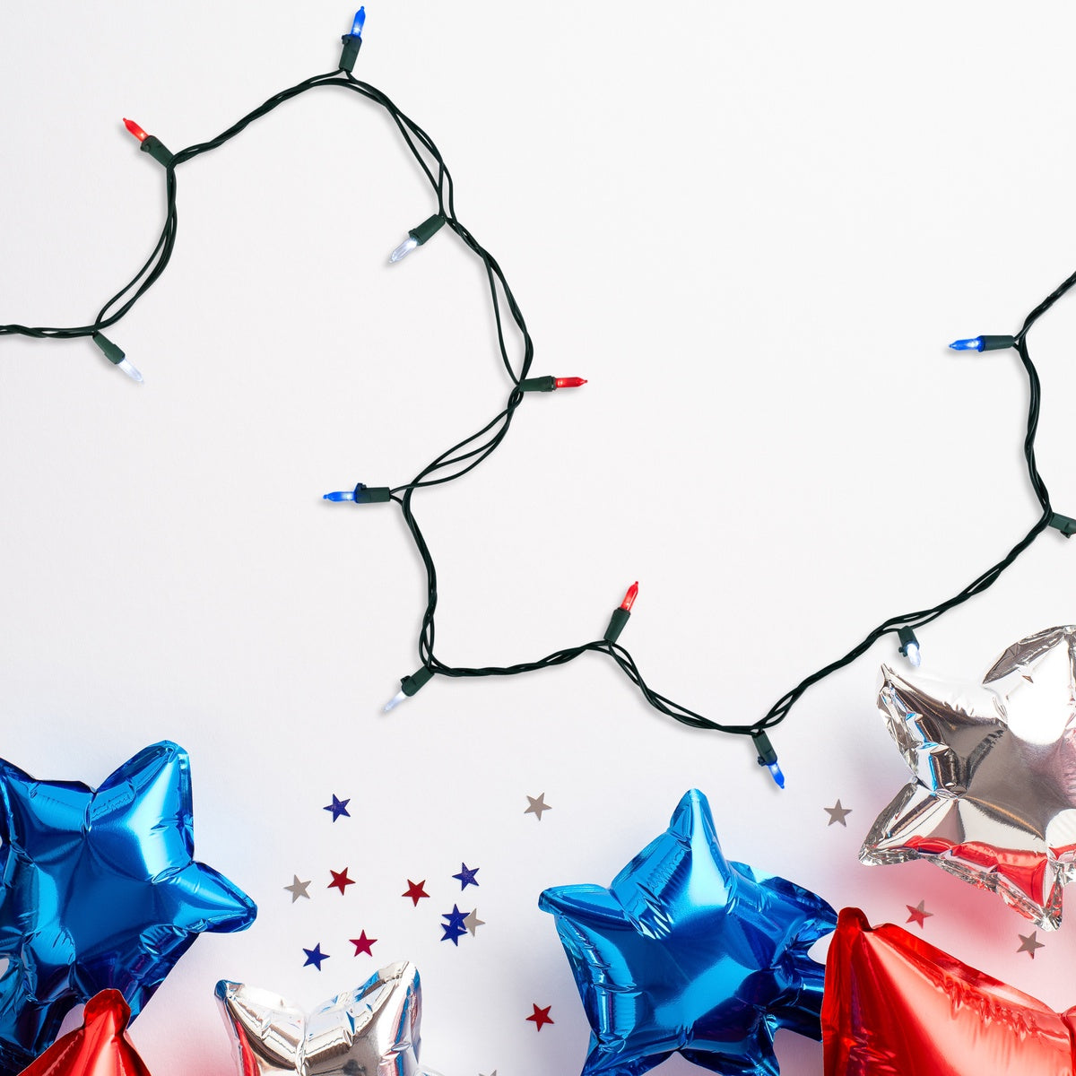  Northlight LED Mini Patriotic String Lights - Red  White and Blue - 32.75' - Green Wire - 100ct - Default Title - Bonton