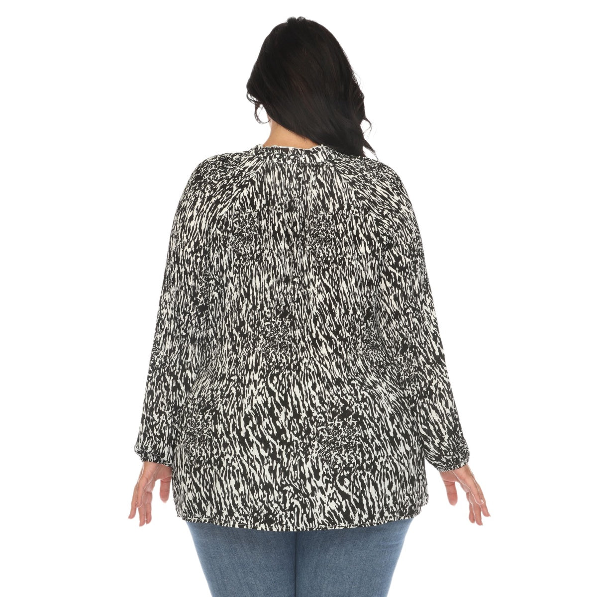  White Mark Plus Size Printed Peasant Blouse - 1X - Bonton