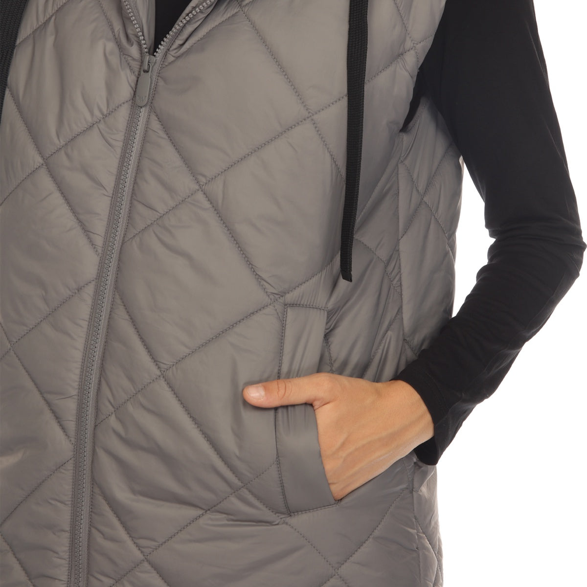  White Mark Women's Diamond Quilted Hooded Puffer Vest - Small - Bonton