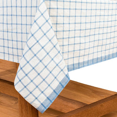 Windowpane  Blue & Natural Tablecloth