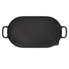 Chasseur French Large Oval Cast Iron Grill Pan, 18-Inch, Black