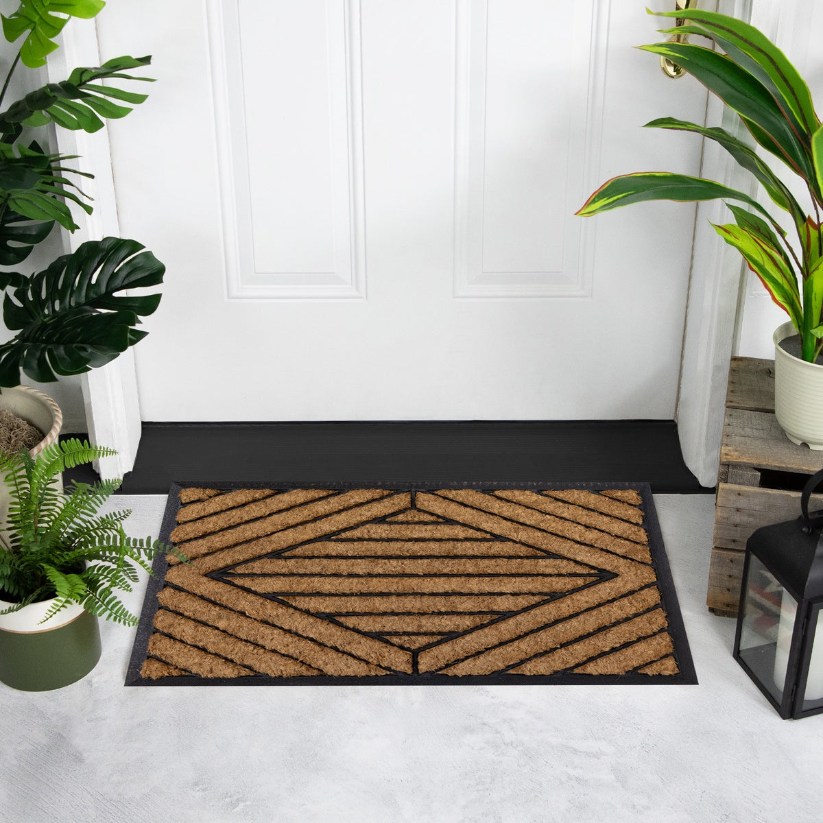  Northlight Black and Brown Diamond Pattern Doormat With Rubber Back 29 X 17 - Default Title - Bonton