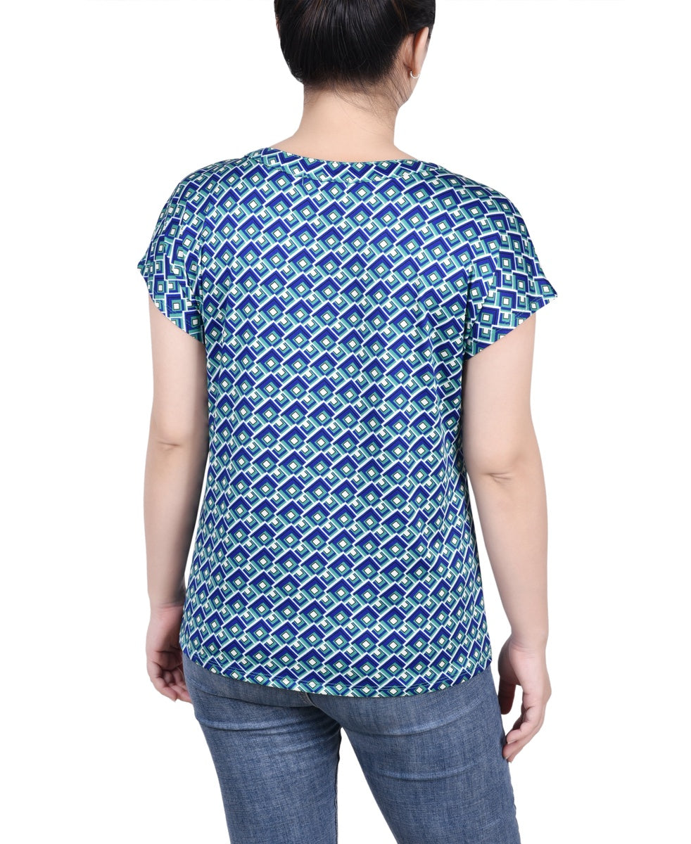  NY Collection Extended Sleeve Top With Grommets - Nice Icemoon - Bonton