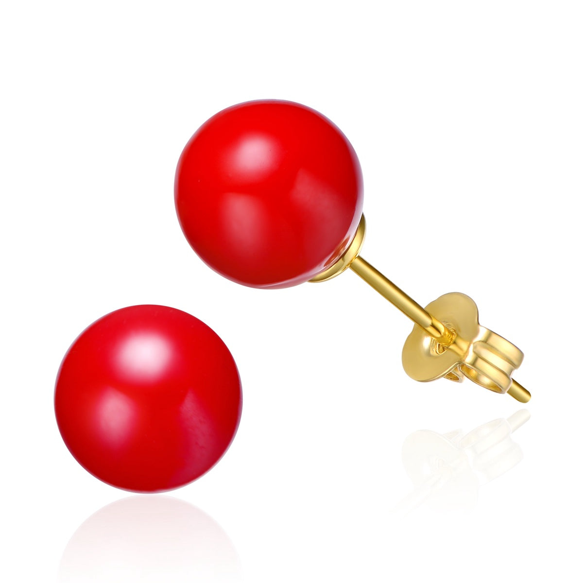  GigiGirl Kids/Teens 14k Gold Plated Red Pearl Stud Earrings - Default Title - Bonton