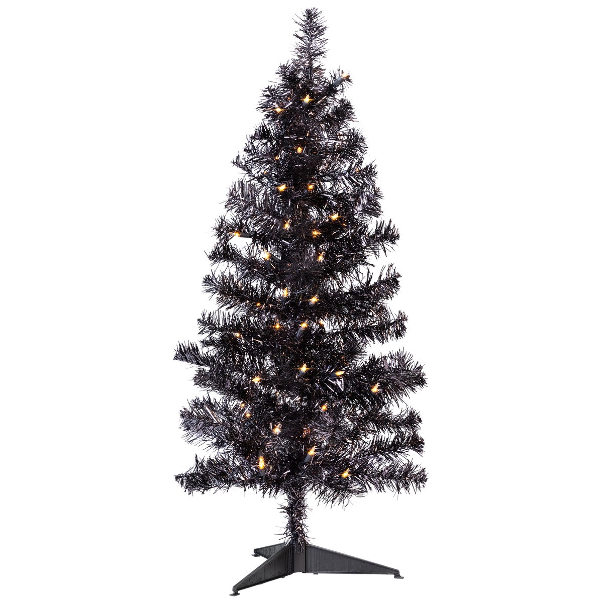  Northlight Pre-Lit Artificial Tinsel Halloween Tree - 3' - Black - Clear Lights - Default Title - Bonton