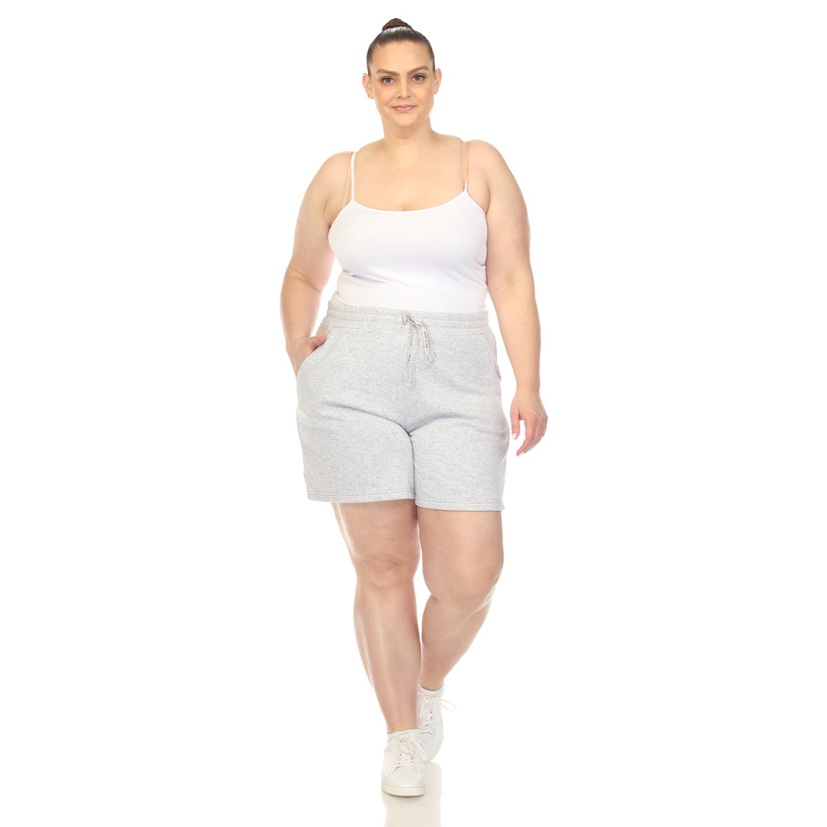  White Mark Plus Size Super Soft Drawstring Waistband Sweat Short - 1X - Bonton