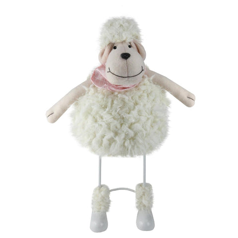 Spring Loaded Lamb With Bandanna Easter Figure - 16" - White and Pink
