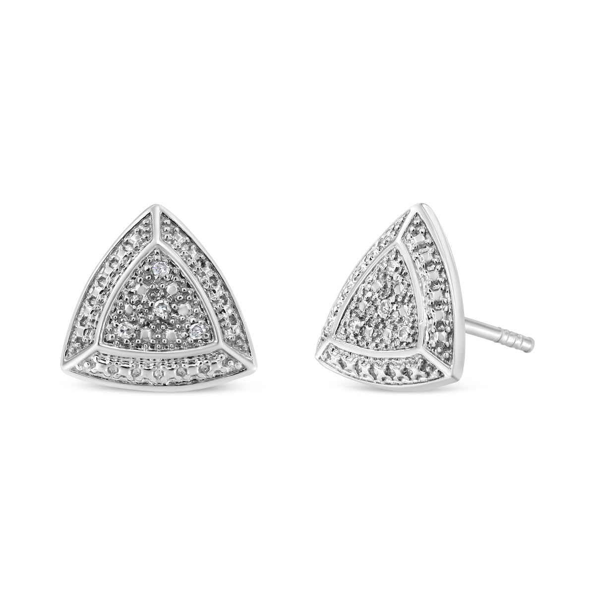  Haus of Brilliance .925 Sterling Silver Diamond-Accented Trillion Shaped 4-Stone Halo-Style Stud Earrings (H-I Color, I2-I3 Clarity) - Default Title - Bonton