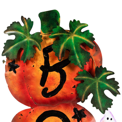 33" Orange and Black Stacked Pumpkins Outdoor Halloween Decoration
