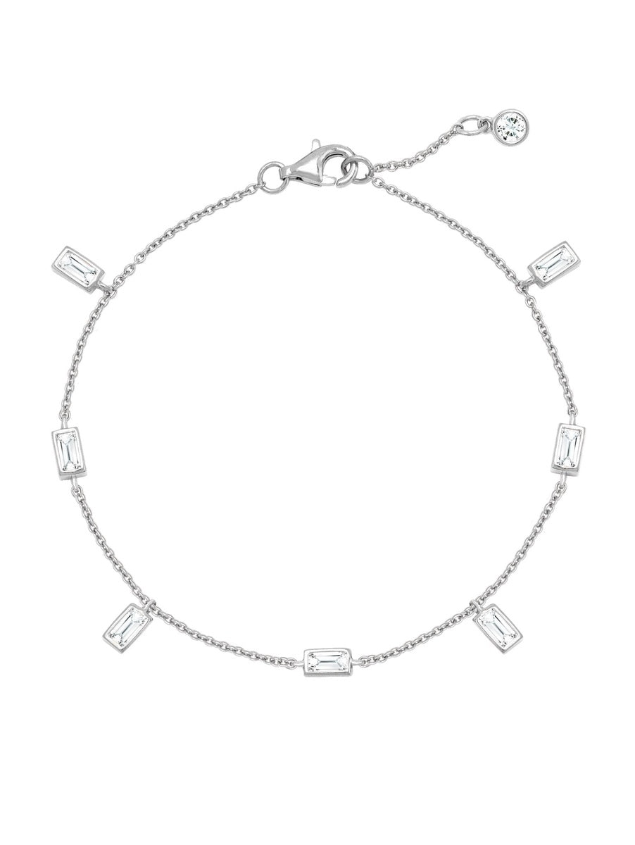  CRISLU Prism Baguette Bracelet Finished in Pure Platinum - Pure Platinum - Bonton