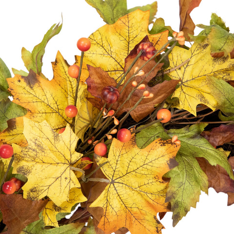 Berries and Twigs Artificial Thanksgiving Wreath Yellow 30-Inch - Unlit