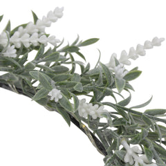 Pre-Lit Battery Operated White Lavender Spring Wreath - 16" - White LED Lights