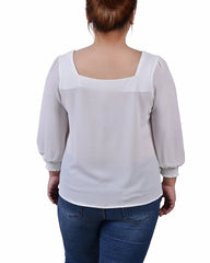 Plus Size 3/4 Sleeve Square Neck Blouse